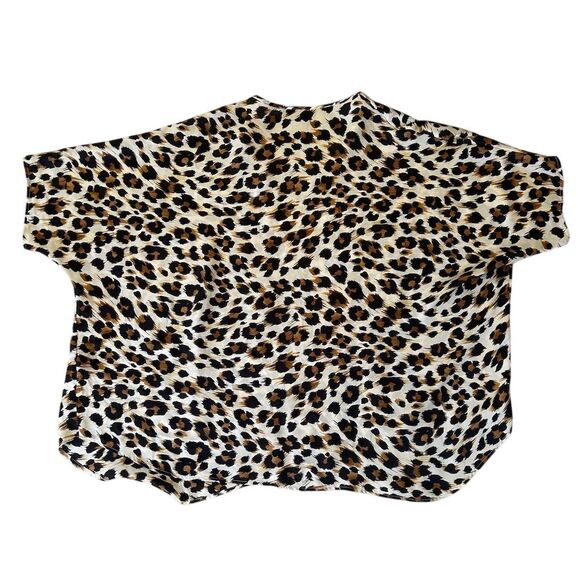 Adrienne  Women's Animal Print V-Neck Blouse Multicolor Size M - Picture 3 of 4